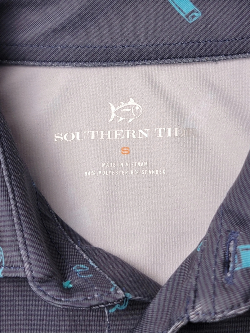 Southern Tide Navy Cocktail All Over Print Performance Golf Polo S - Picture 5 of 7